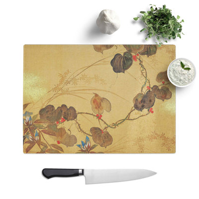 Glass Leaves & Flowers by Sakai Hoitsu Chopping Board