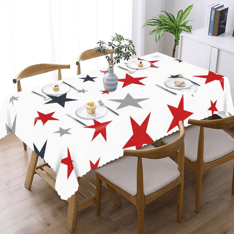 Nappe rectangulaire usée rouge, bleu, gris, jour de l'Independence, fête festive 60 po x 120 po, White/Blue/Red, Geometric