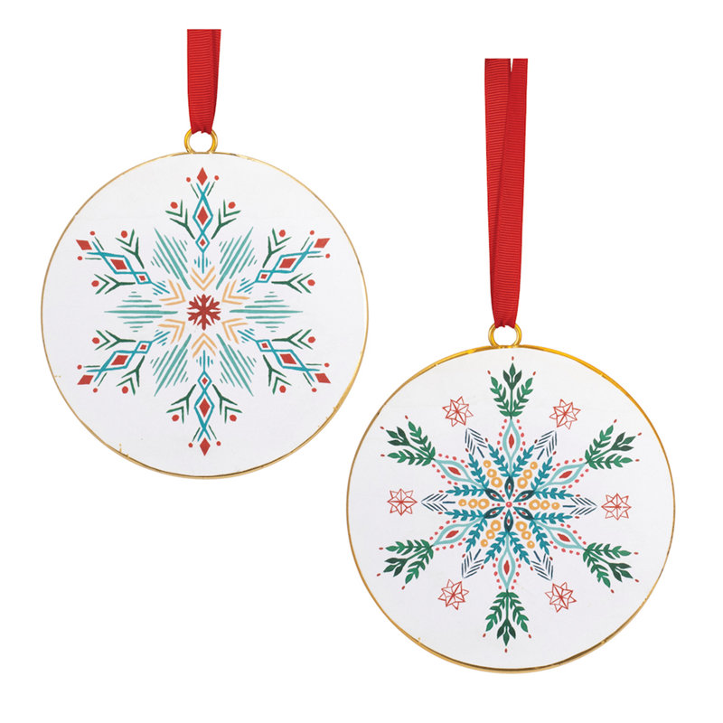 Ornement en forme de flocon de neige en métal moderne (ensemble de 12)