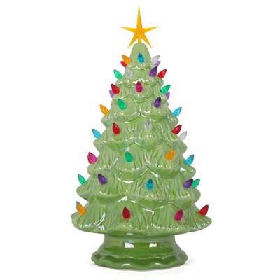 Arbre de Noël en céramique 15,5 po - Arbre de Noël rétro inspiré - Arbre lumineux