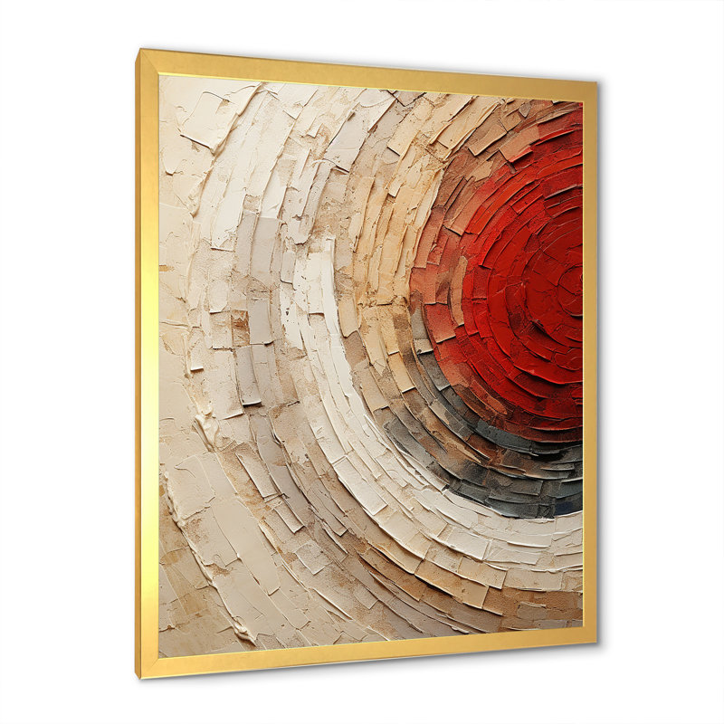 «Beige Red Spiral Poteries I», art abstrait sur toile spirales_106150, H 40 po x l 30 po x P 1,5 po, Encadrement doré
