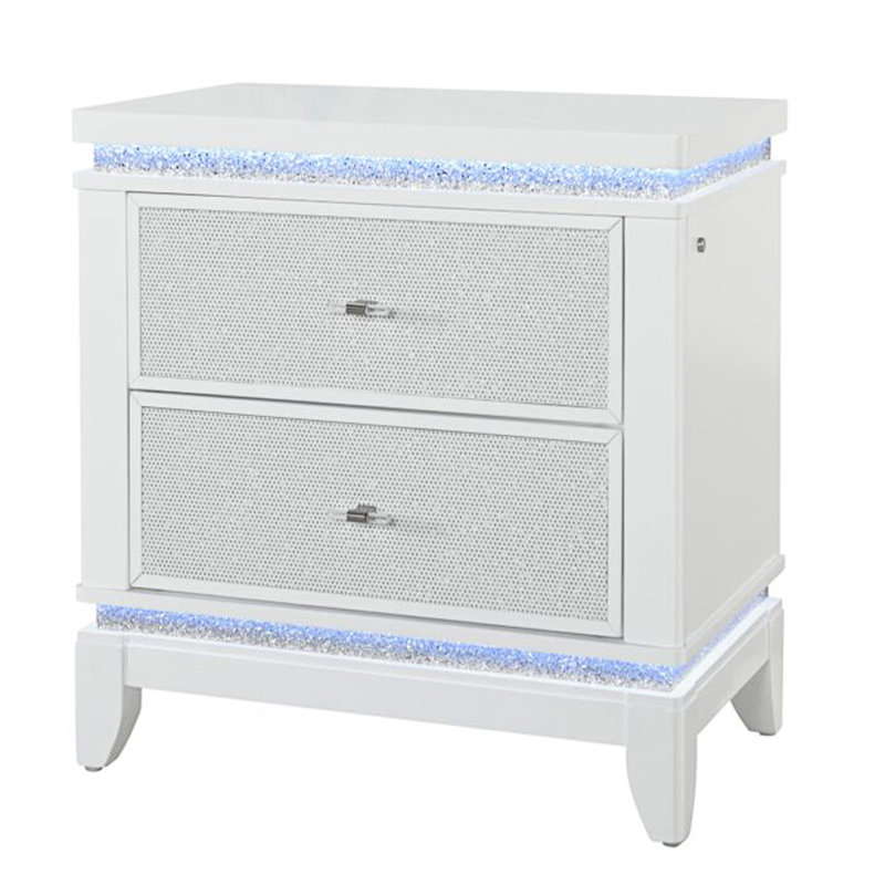 Nightstand With LED Lighting, Bedside Table