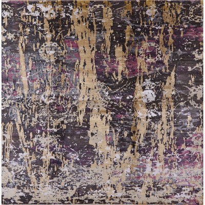 Tapis noir / beige / rose