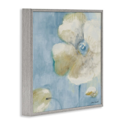Fleur blanche sur fond bleu, estampe numérique par Lanie Loreth