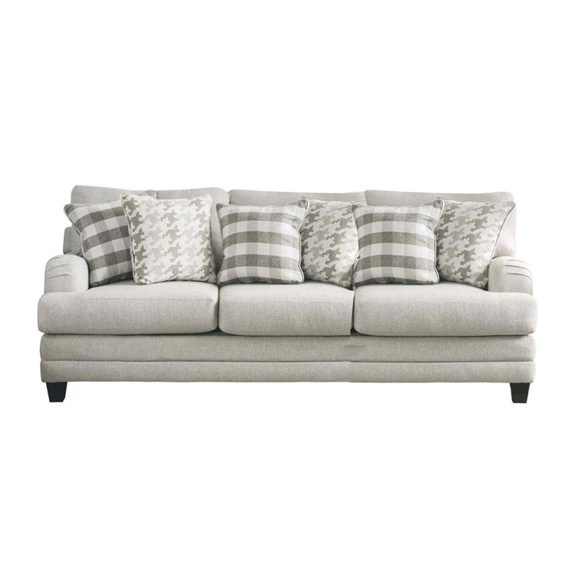 Ensemble de canapé et causeuse 2 pièces Muy avec oreiller et tissu gris clair Muy
