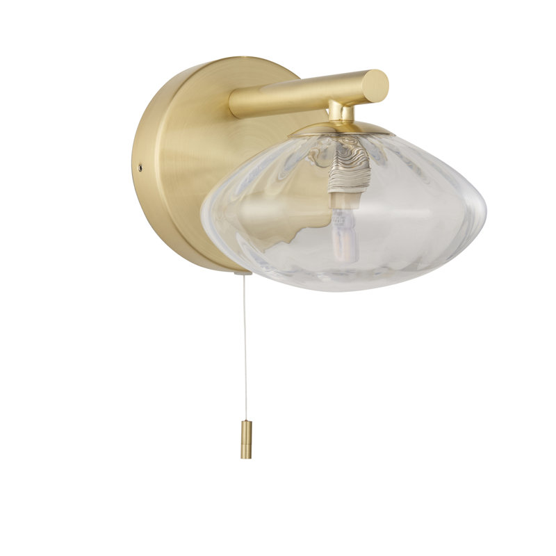 Myakka Mobias 1-Light Bathroom Wall Light, Satin Brass Plate, Clear