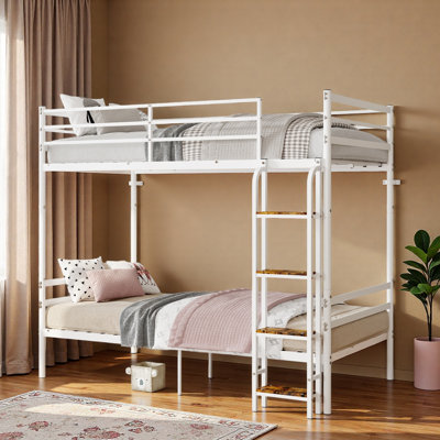 Soft And Comfortable/quick Sleep Aid/sturdy And Durable Bunk Beds Twin Over Twin, Heavy-Duty Bunk Bed with Safety Guardrail & Ladder, Metal Slats Support, No Box Spring Needed, Ideal for Teens Adults