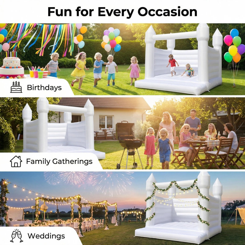 Oxford 13' x 13' White Bounce House with Air Blower