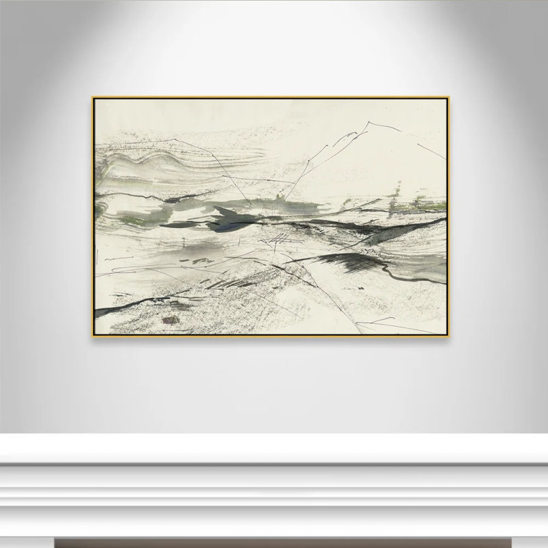 Green Sketches by PI Studio, 41.5" H x 61.5" W x 2" D, No Mat, Gold Floater Framed