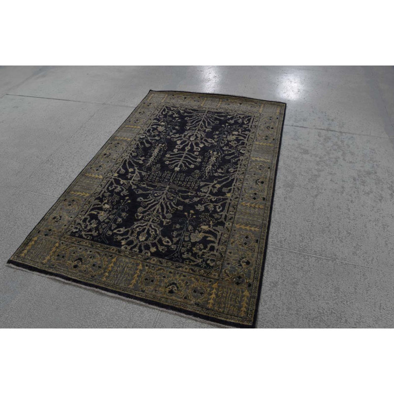Transitional One-of-a-Kind Rectangle 4' X 6' Hand Knotted Area Rug