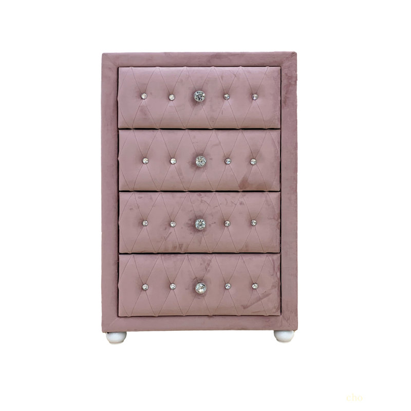 Commode rose en tissu