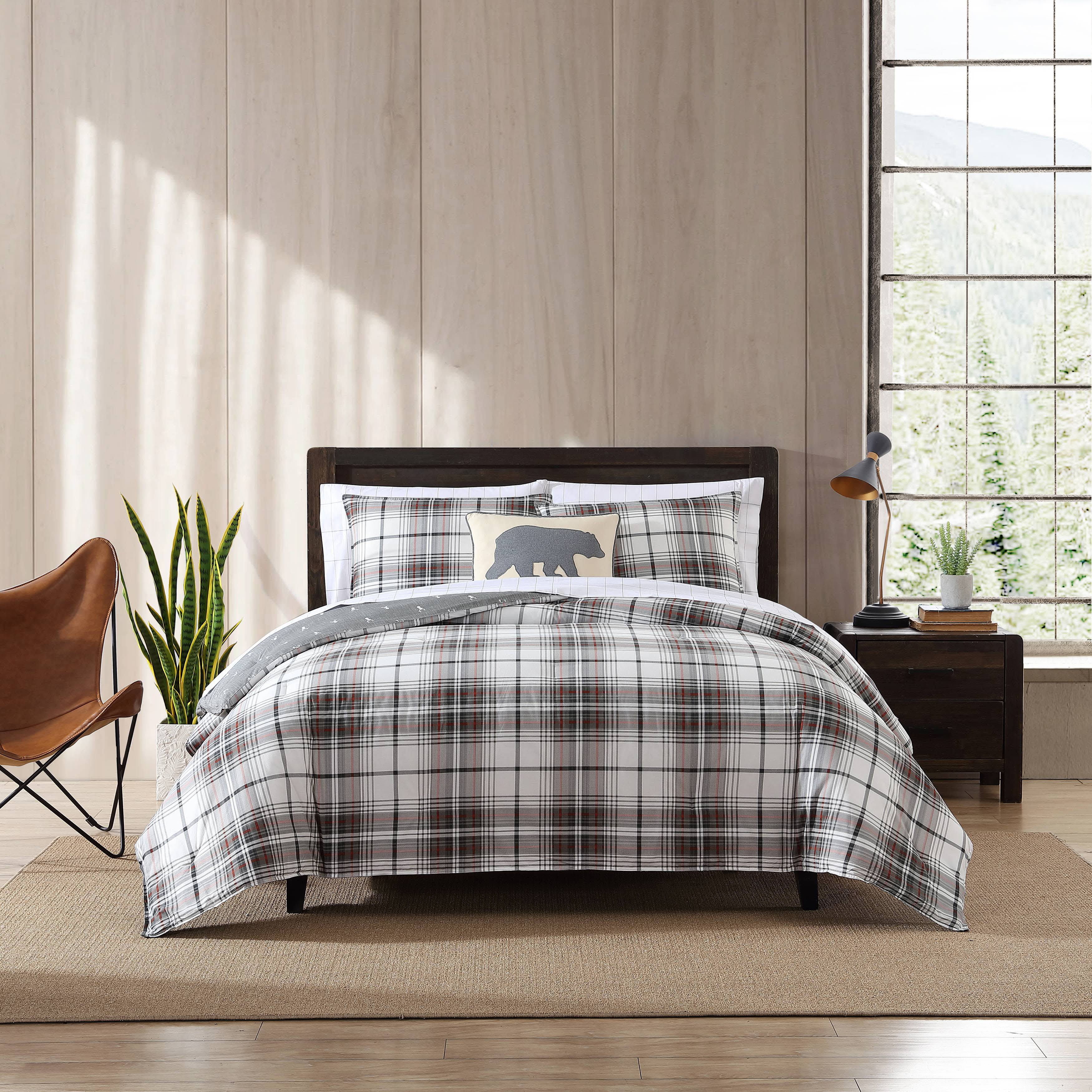 Eddie Bauer Alder Plaid Comforter \u0026 Sham Set in Blue Grey, Twin, image size:3500x3500