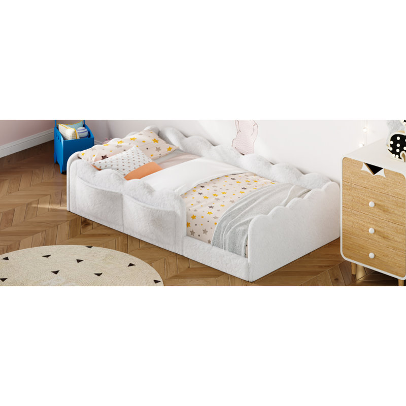 Lit simple tapissier sur pied, blanc
