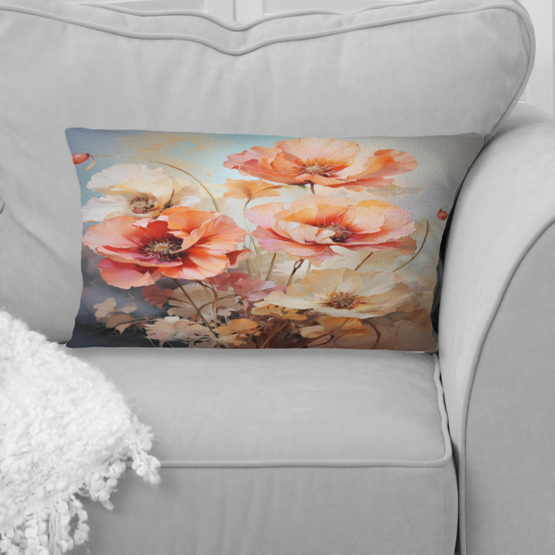 Coral Poppies Romantic Impression III - Poppies Printed Throw Pillow