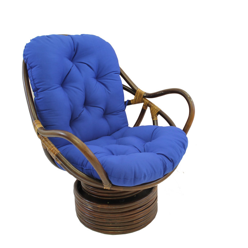 Bilyeu Upholstered Swivel Armchair, Royal Blue Cotton Twill
