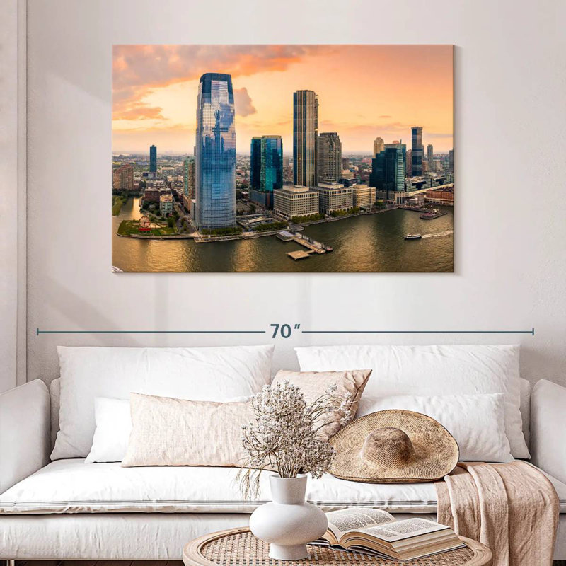 Vue panoramique de la ville de Sireci à Jersey City, H 32 po x l 48 po
