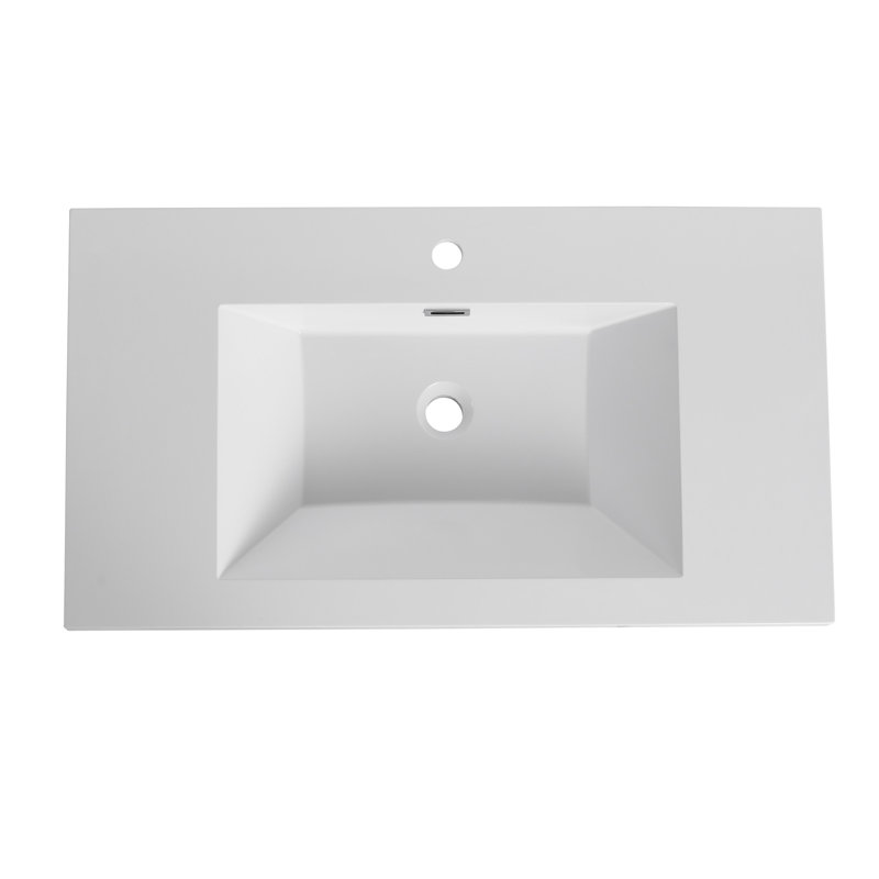 Lavabo de salle de bain en résine 36 po, blanc brillant, poids de 31,76 lb, profondeur de 34,38 po, largeur de 19,16 po, hauteur de 7,1 po, choix durable et attrayant, blanc brillant, 31,76 lb, profondeur X large, élégant