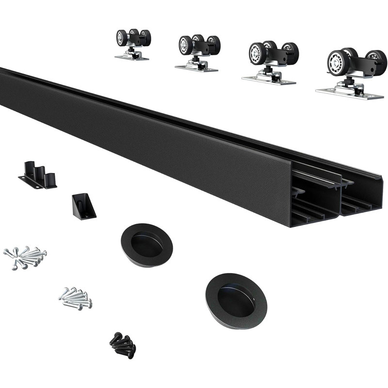JUBEST Bypass Sliding Door Hardware, Bypass Wardrobe Closet Door Hardware Set (Door Not Included), 72 in.