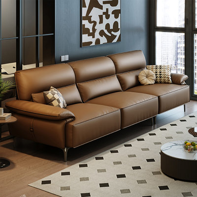 Coffee Genuine Leather Modular Sofa cushion couch