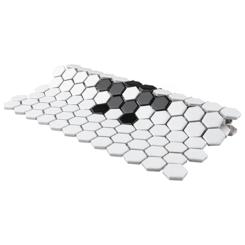 Metro 1" Hex Matte White with Snowflake 10-1/4" x 11-7/8" Porcelain Mosaic Tile