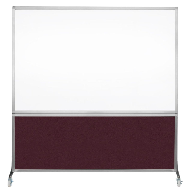 Tableau blanc mobile 6 'de haut DivideWrite, Canneberge, H 72 po x l 72 po, Argent