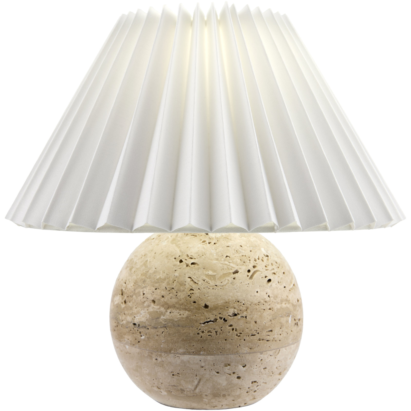 Chemise Travertine 10" Mini Table Lamp, Beige, Pleated Empire
