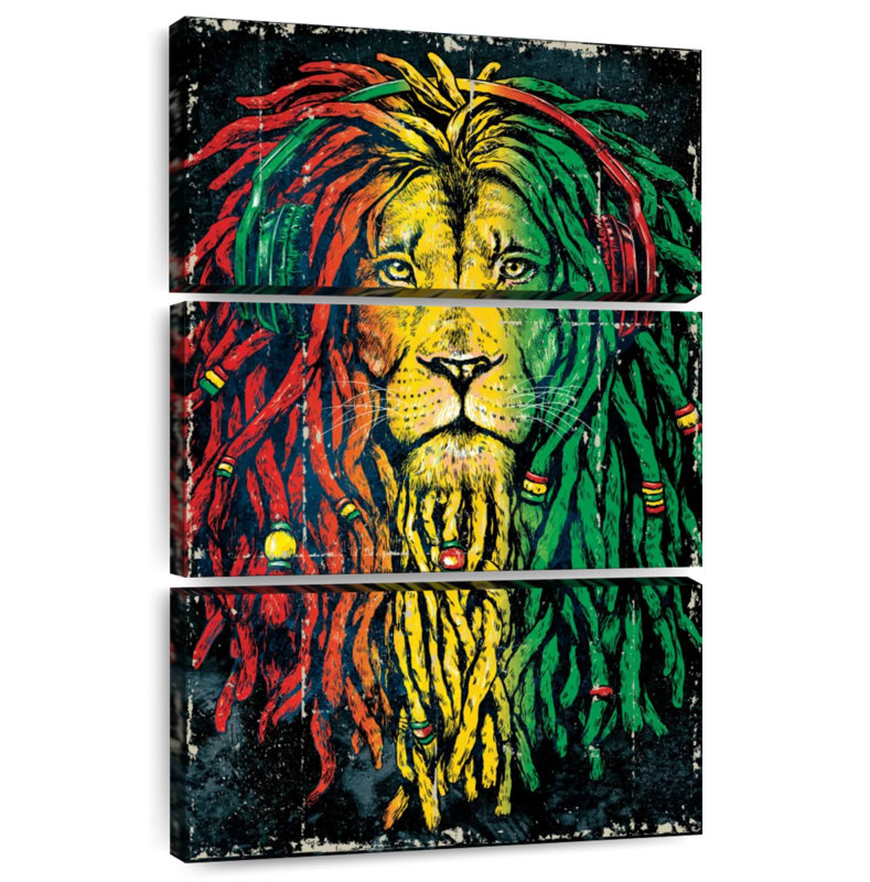 Lion coloré Brampt Reggae, H 57 po x l 36 po