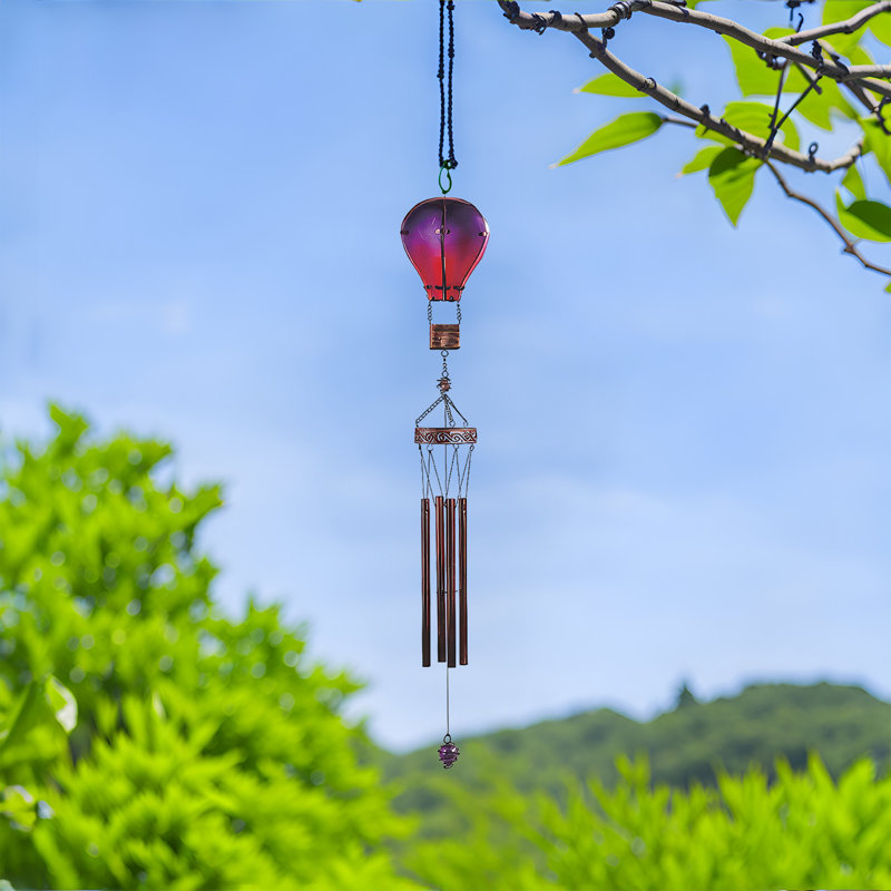 Carillon d'air en verre mauve 36 po
