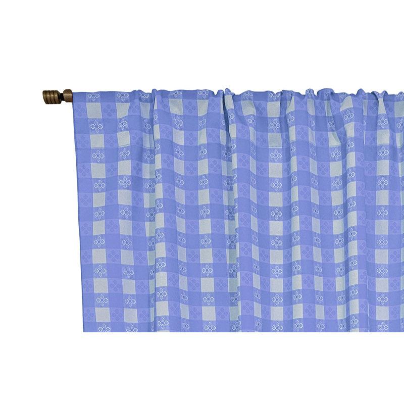Poplin Tavern Gingham Check Print Polyester Window Curtain 58 Inch Wide, Light Blue, 58" W x 72" L