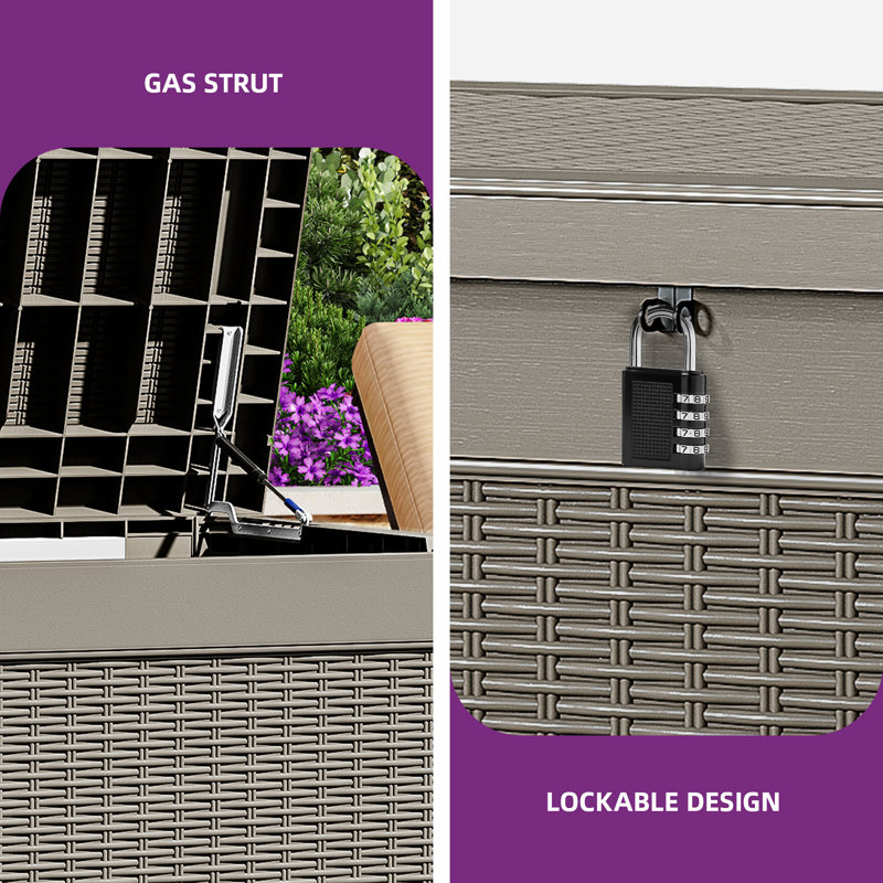 Balconera 320 Gallon Resin Deck Box,Gray, Gray