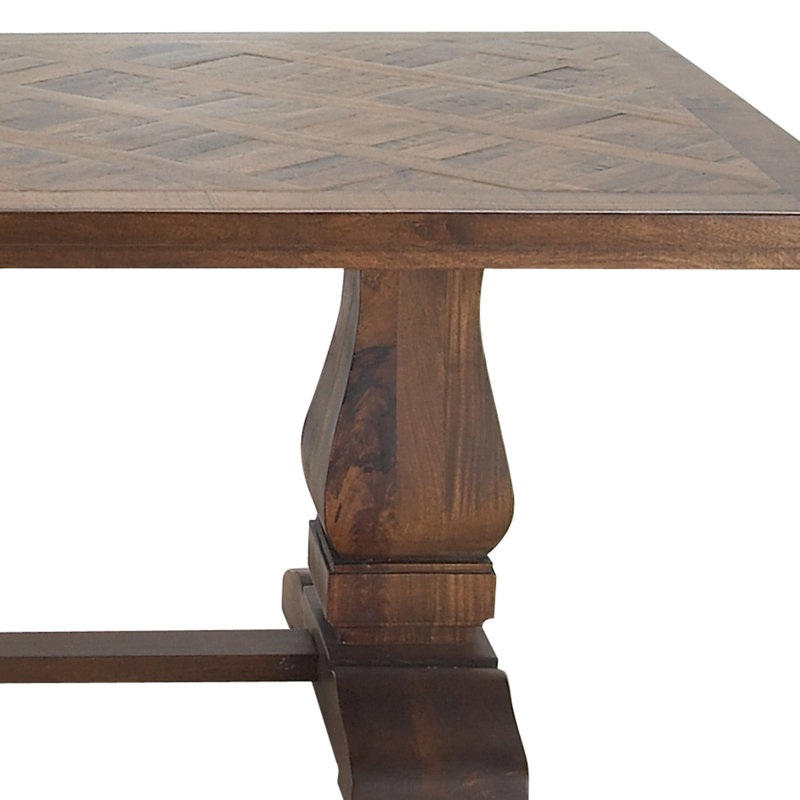 Zigler Mango Wood Brown Dining Table with Parquet Inlay
