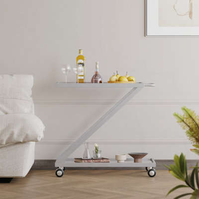 Chariot-bar avec plateau en verre et métal