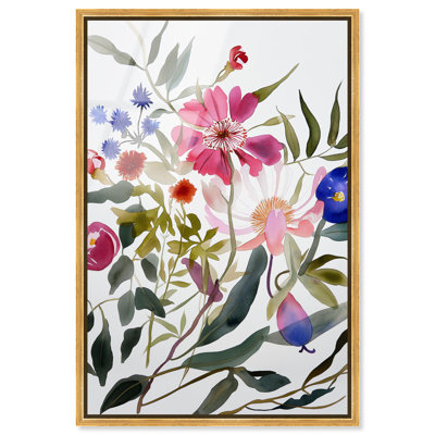 «Watery Petals I», art mural en verre acrylique ultrabrillant encadré par Art Remedy, cadre doré, 30 x 45