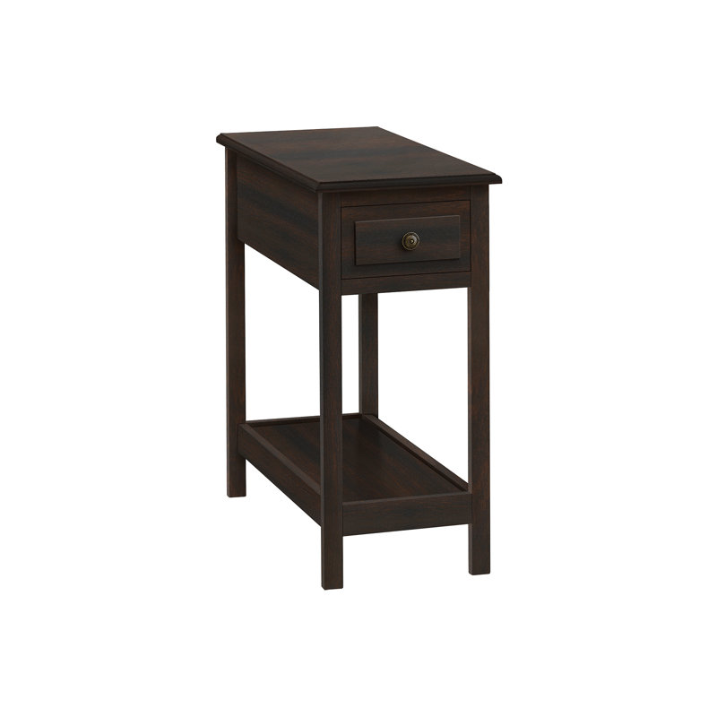Accent Table, 2 Tier, End, Side Table, Narrow, Nightstand, Bedroom, Storage Drawer