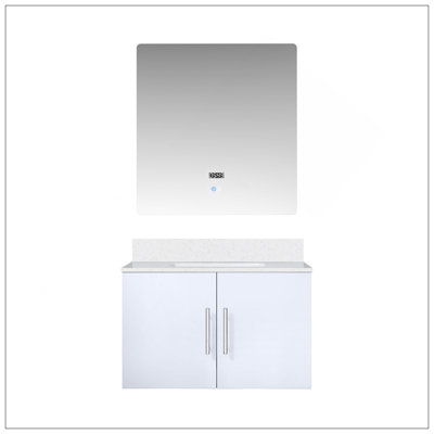 Meuble-lavabo de salle de bain 30 po X P 22 po D, plateau en quartz blanc et Miroir à DEL