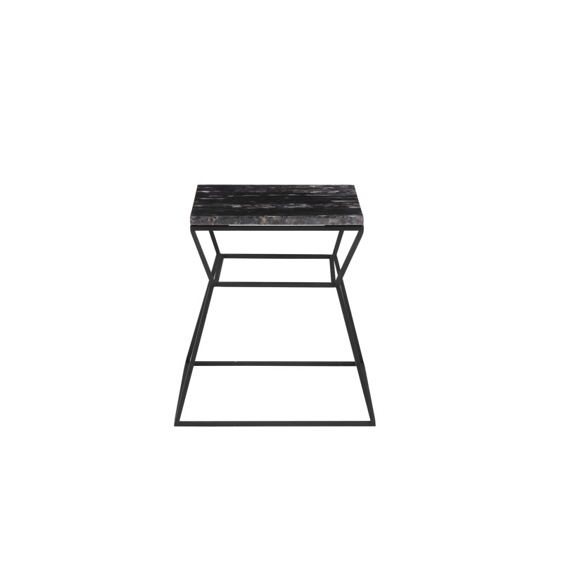     Geo Pedestal End Table - Marble Side Table – Modern Luxury Stone Accent Table - Black Marble Side Table