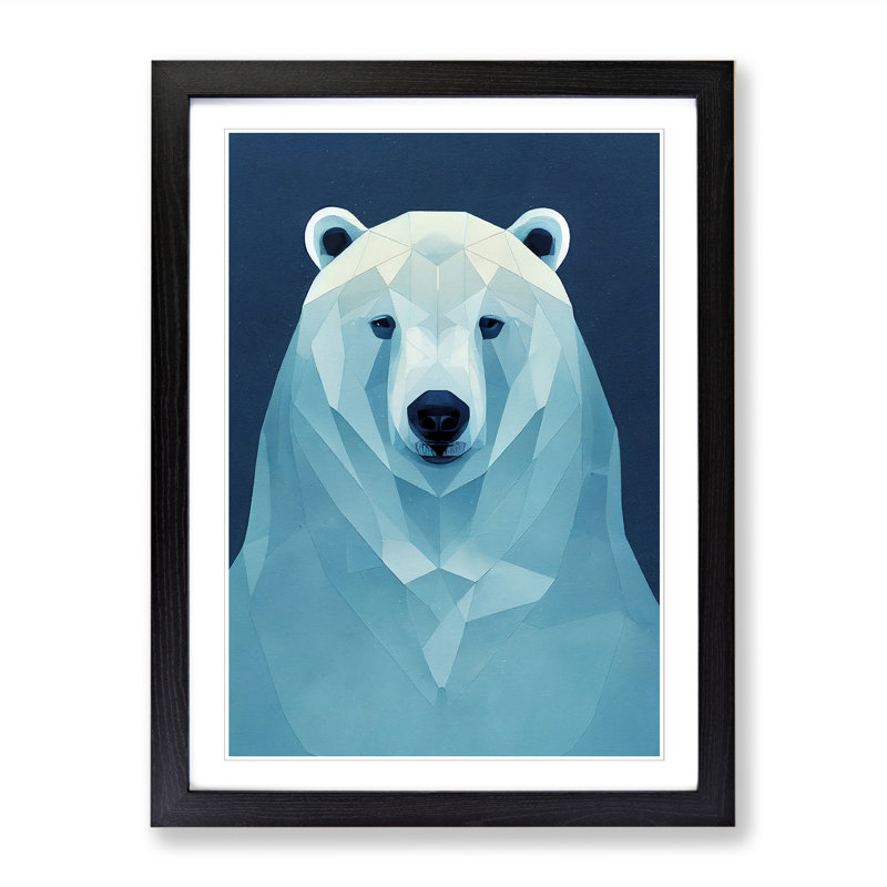 FRM-V0523-1885X Polar Bear Contemporary Vol.2 - Picture Frame Print, Black, 46cm H x 34cm W x 2cm D