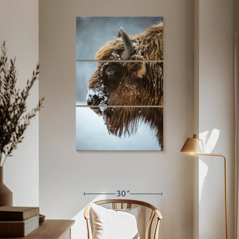 Brampt Snowy Bison, 65" H x 42" W