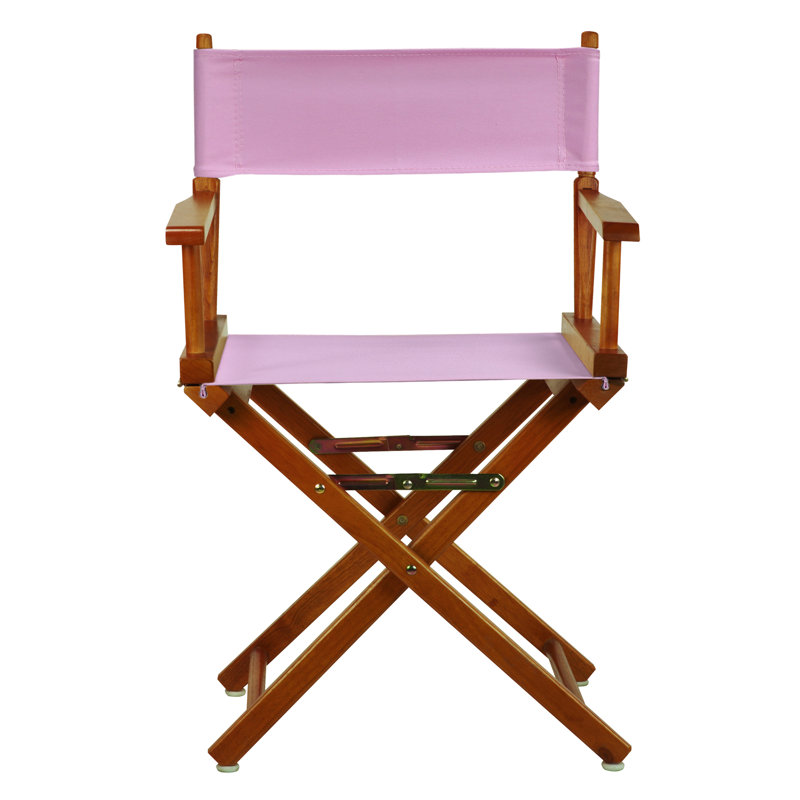 Chaise de réalisateur pliante 18 po, Chêne miel, Rose