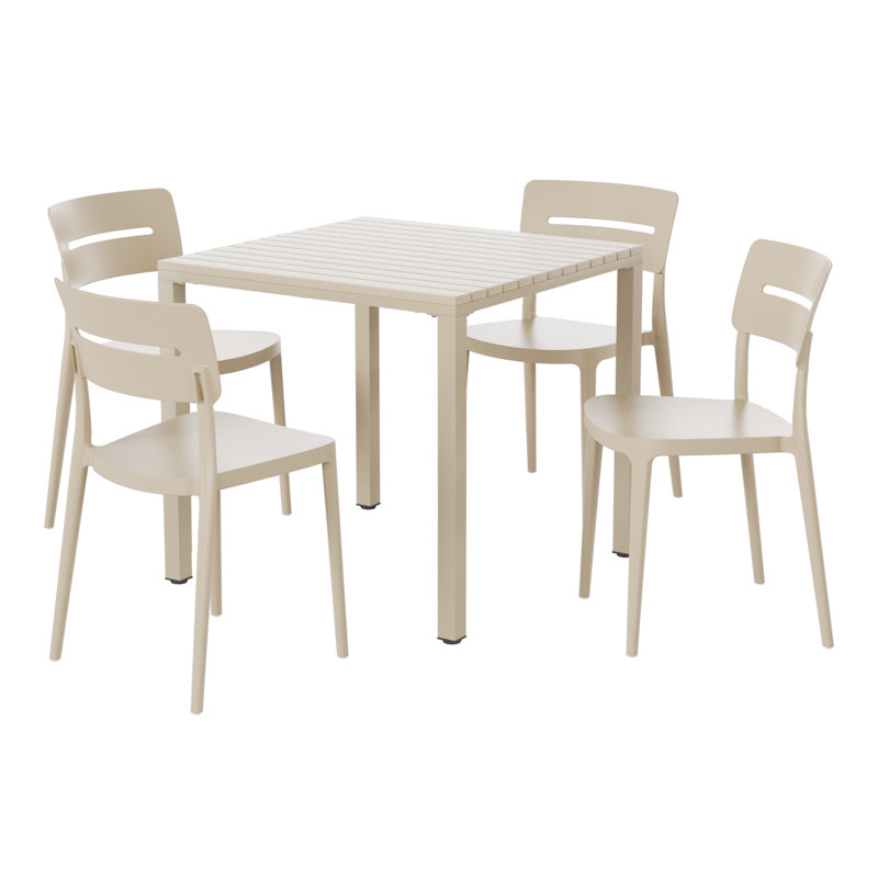 Ensemble repas carré pour 4 personnes, Beige