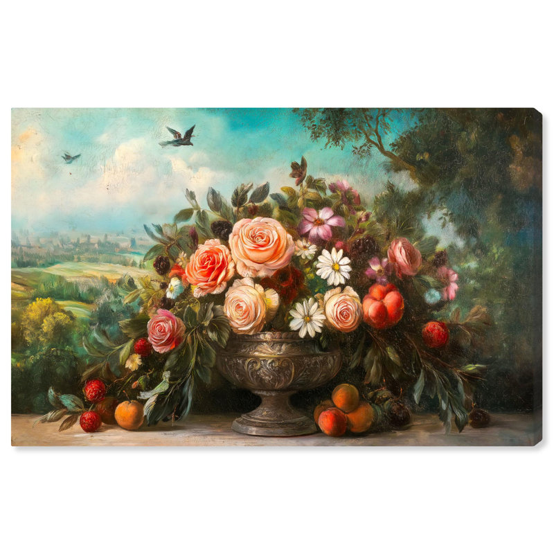 «Dreamscape Flora I», art floral classique par Art Remedy, Toile tendue, H 10 po x l 15 po x P 1,5 po