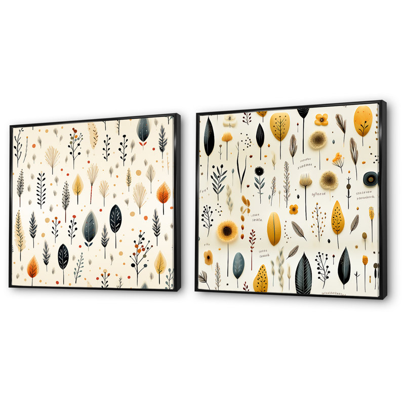 Elberton - Ensemble de 2 reproductions d'art sur toile florales, Cadre noir, H 36 po x l 73 po x P 1,5 po