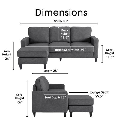 Serta Harmon Upholstered Reversible Sectional Sofa and Chaise