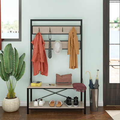 40 " Wide Hall Tree with Shoe Storage and Shelves