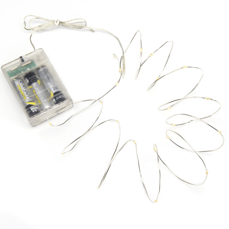 LED Fairy Lights String Light Battery Operated, 3.9m, Silver, Warm White