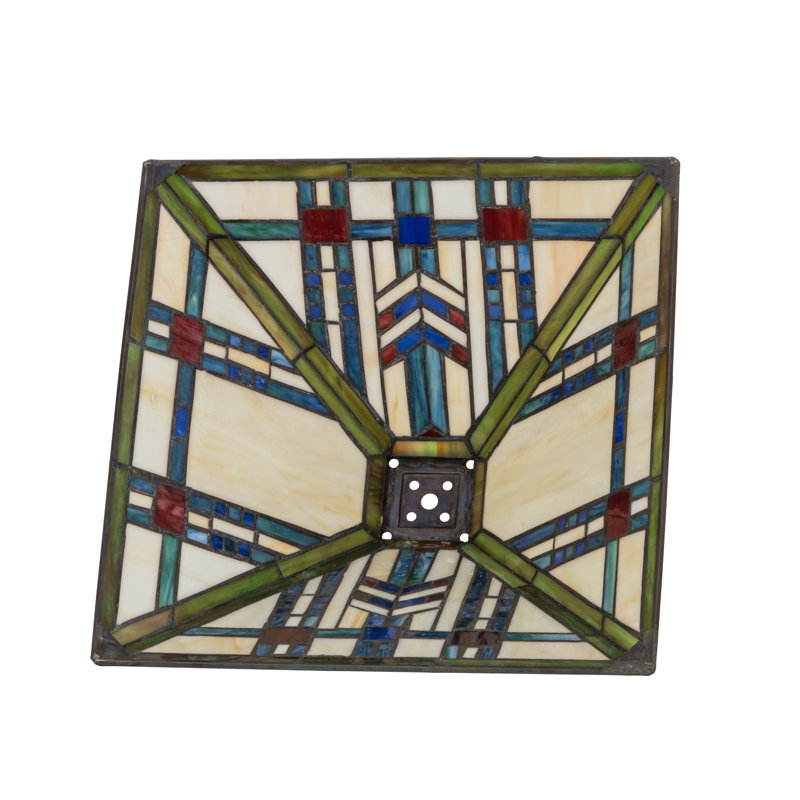Abat-jour carré de blé 13 po, Vert / bleu / rouge / beige