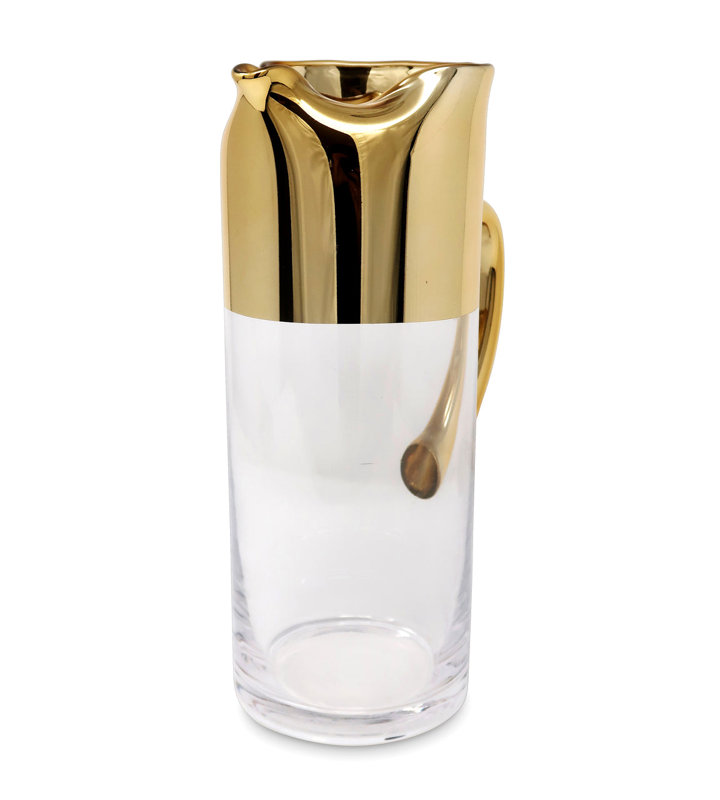 Glass Pitcher with Gold Handle and Top