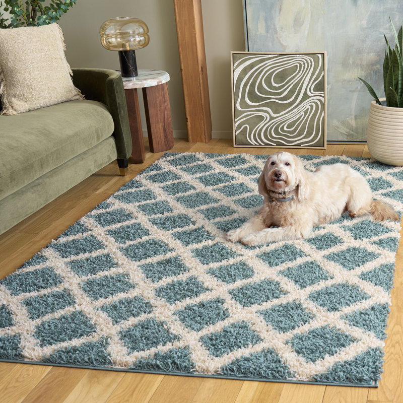 Arsheq Sgd-Dallas Shag Performance Geometric Rug, Rectangle 6' x 9'