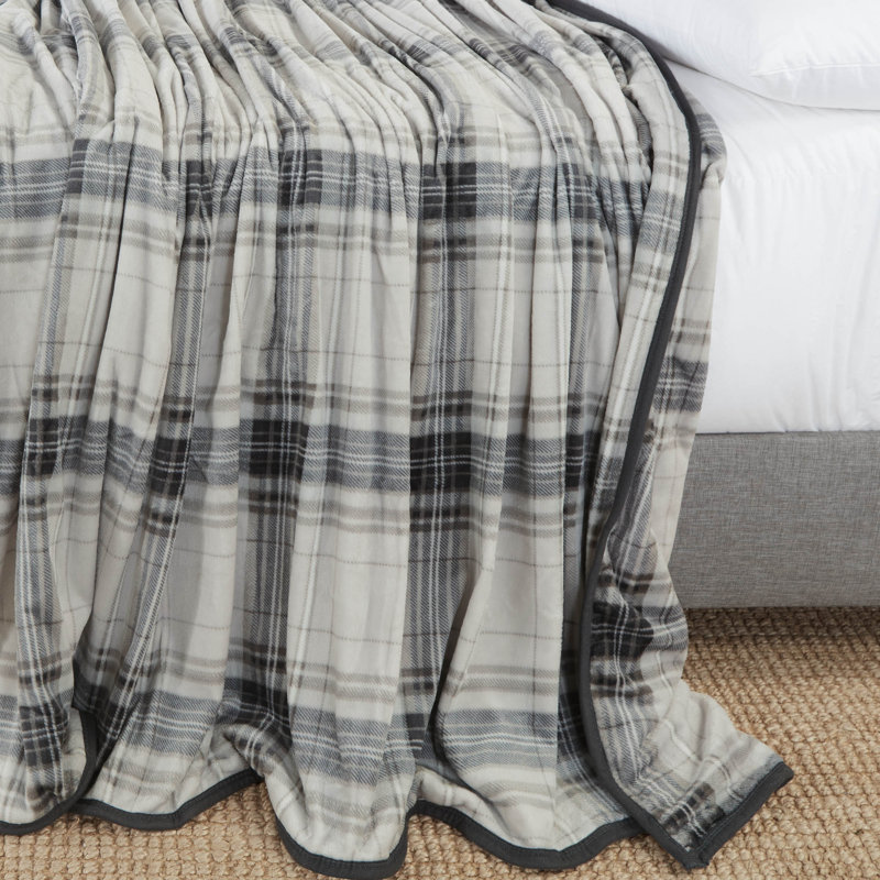  Super Soft Warm Mink Velvet Couch Blanket, Full, Gray