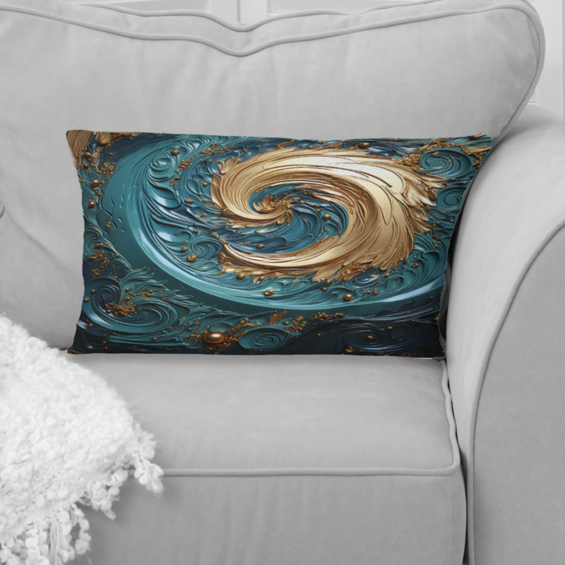 Coussin Teal Majestic Motion I - Abstract Spirals